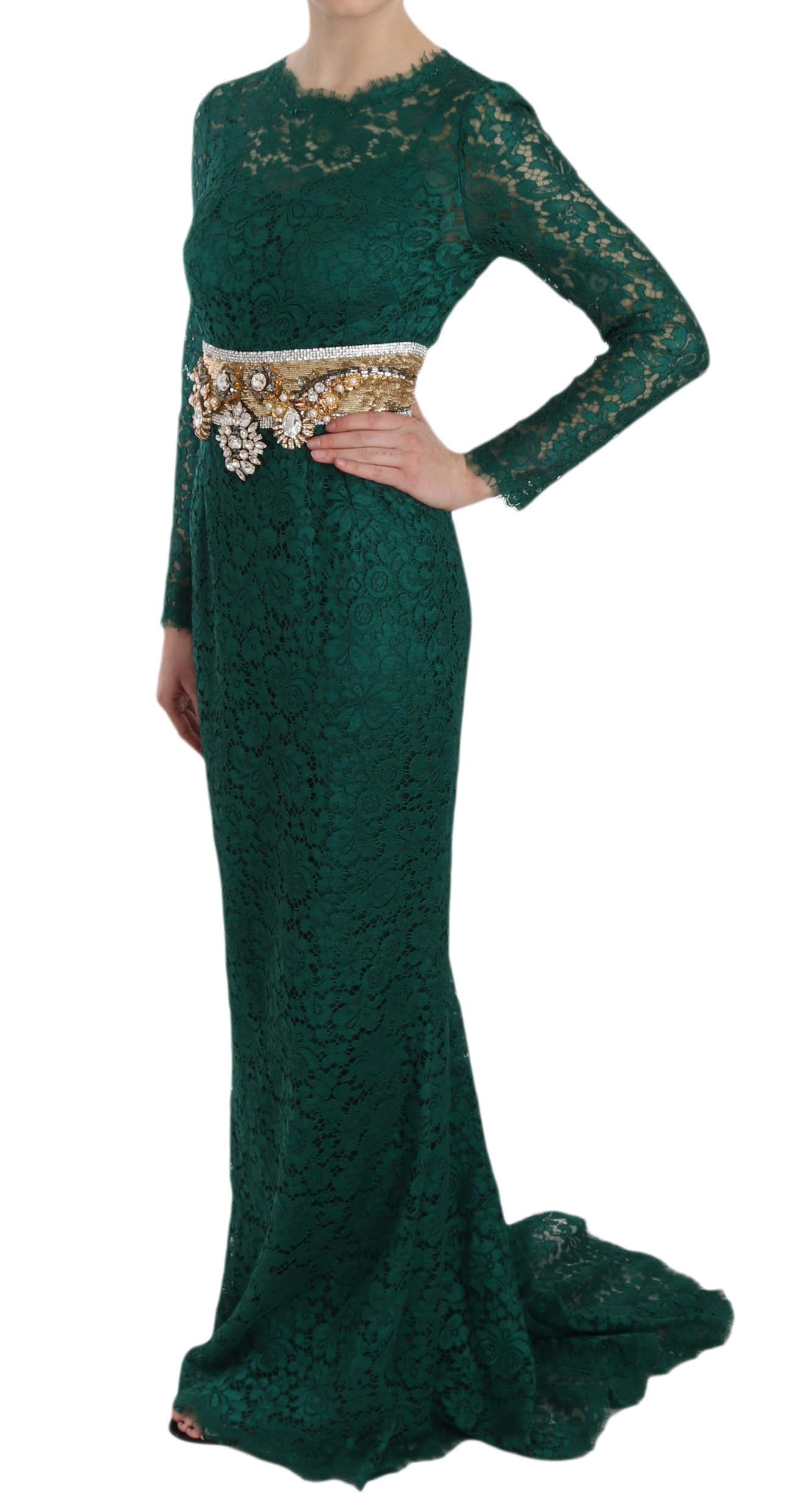 Emerald Elegance Long Sleeve Floor-Length Dress