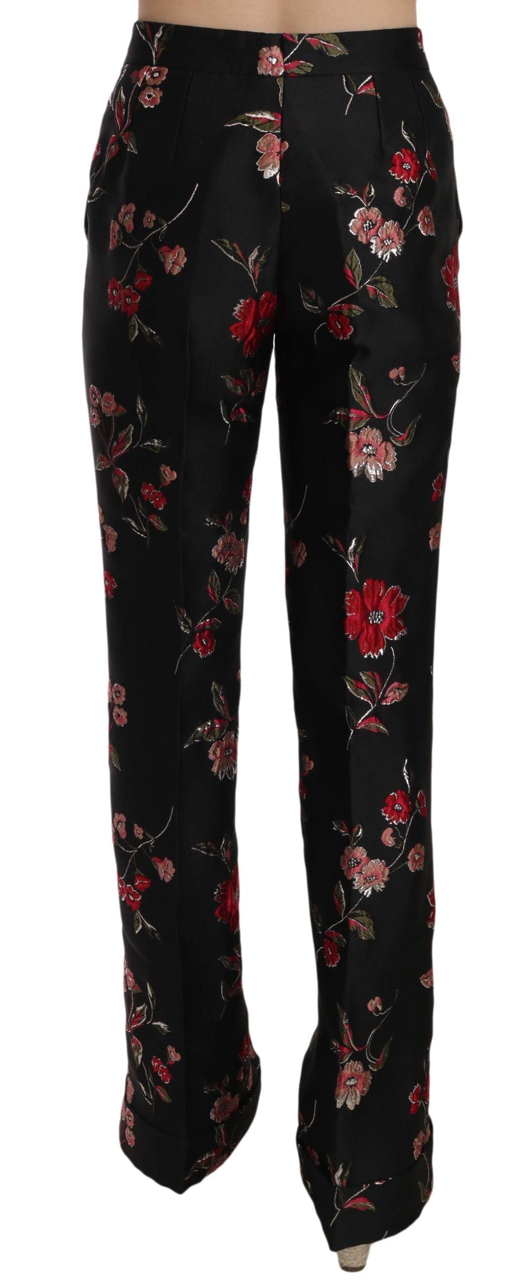 Elegant Floral Print Boot Cut Trousers