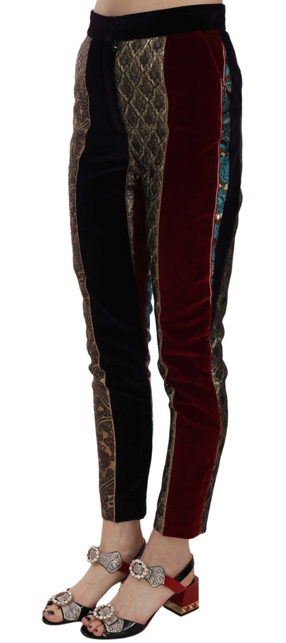 Elegant Multicolor Jacquard Cropped Pants