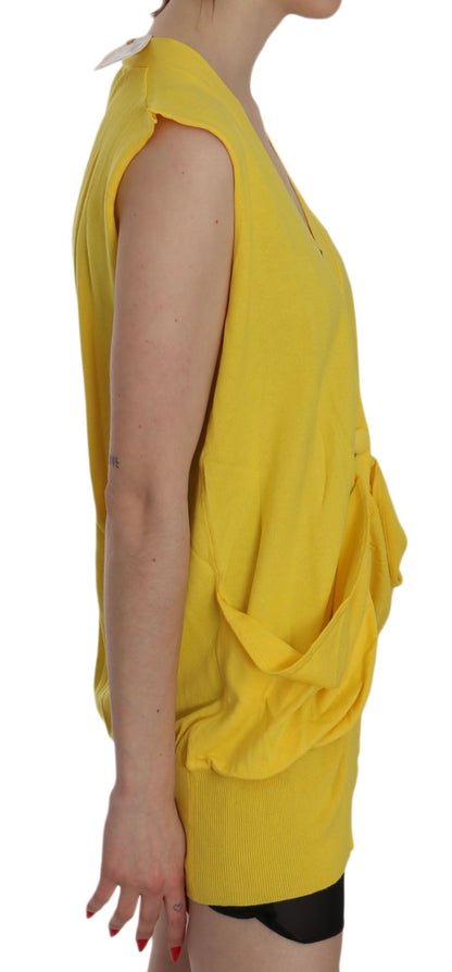 Elegant Yellow Sleeveless Cotton Vest