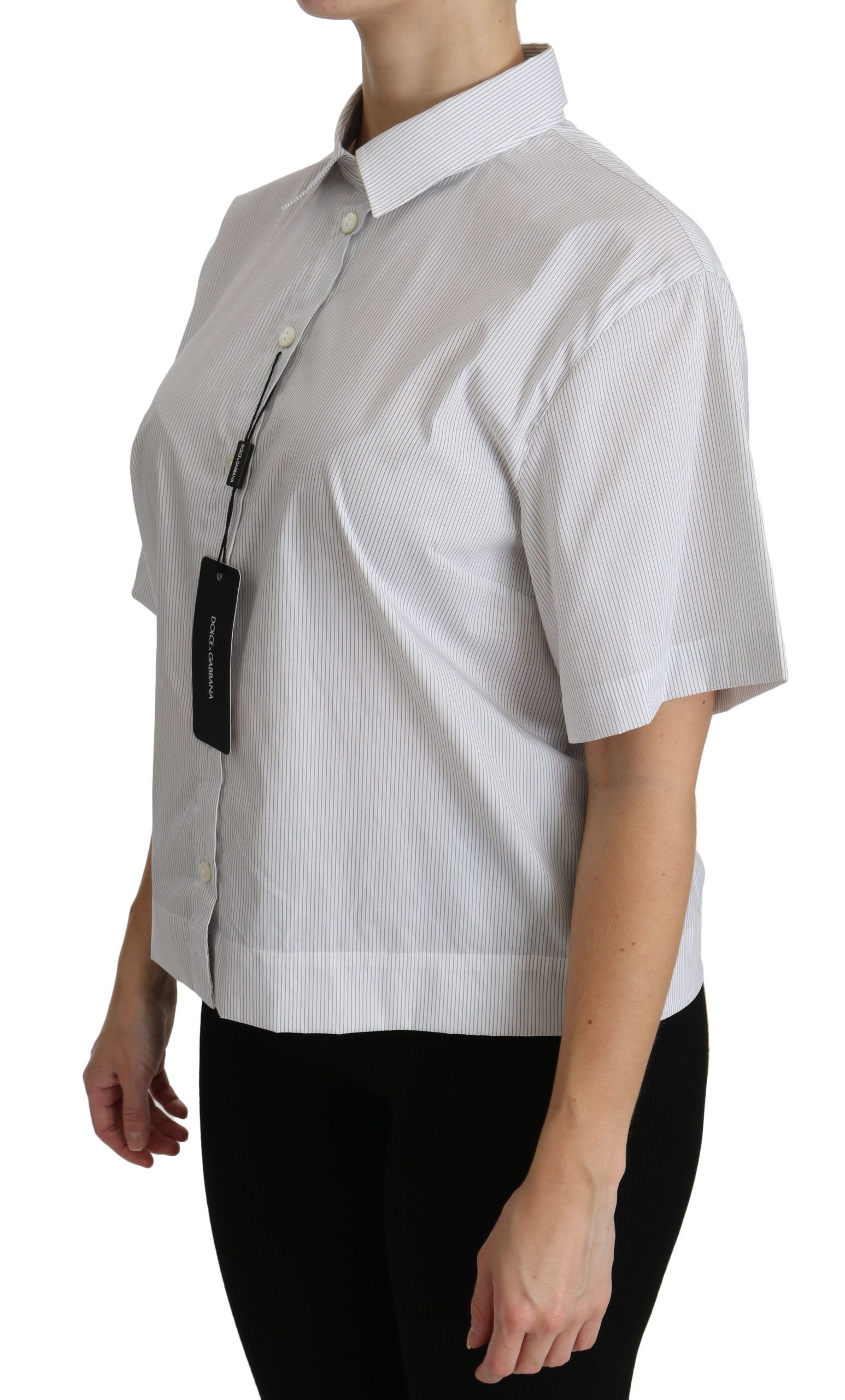 Elegant White Cotton Polo Top