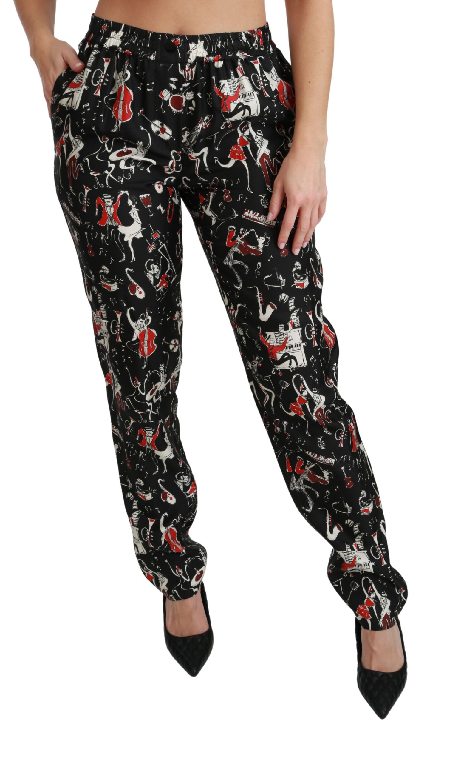 Sleek Silk Slim-Fit Mid-Waist Pants