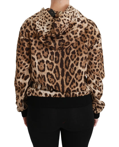 Elegant Leopard Print Hooded Sweater