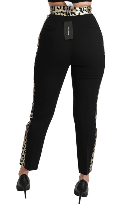 Gold Leopard Jacquard High Waist Pants