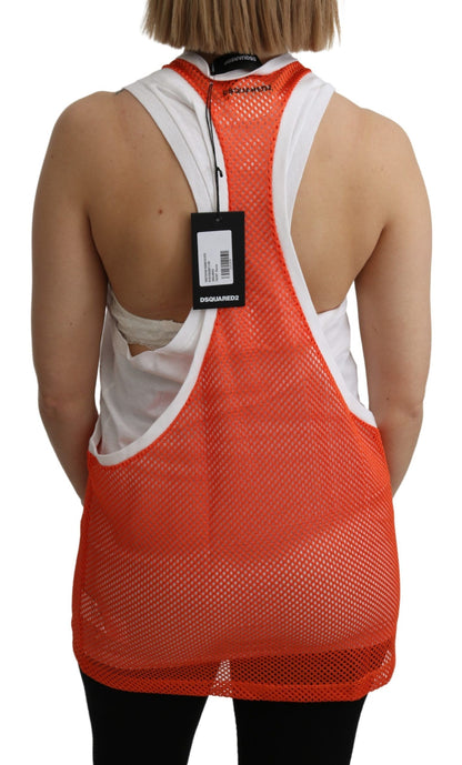 Elegant Sleeveless Cotton Tank in Orange