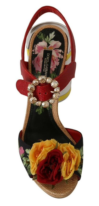 Multicolor Floral Crystal Embellished Sandals