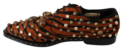 Tiger Pattern Crystal Embellished Flats