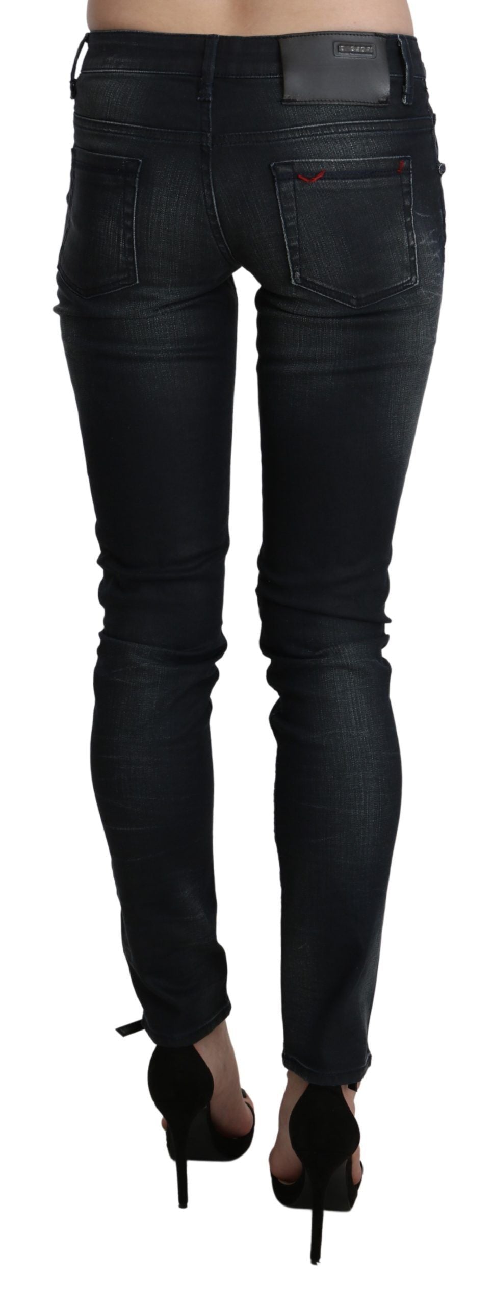 Elegant Low Waist Skinny Black Jeans