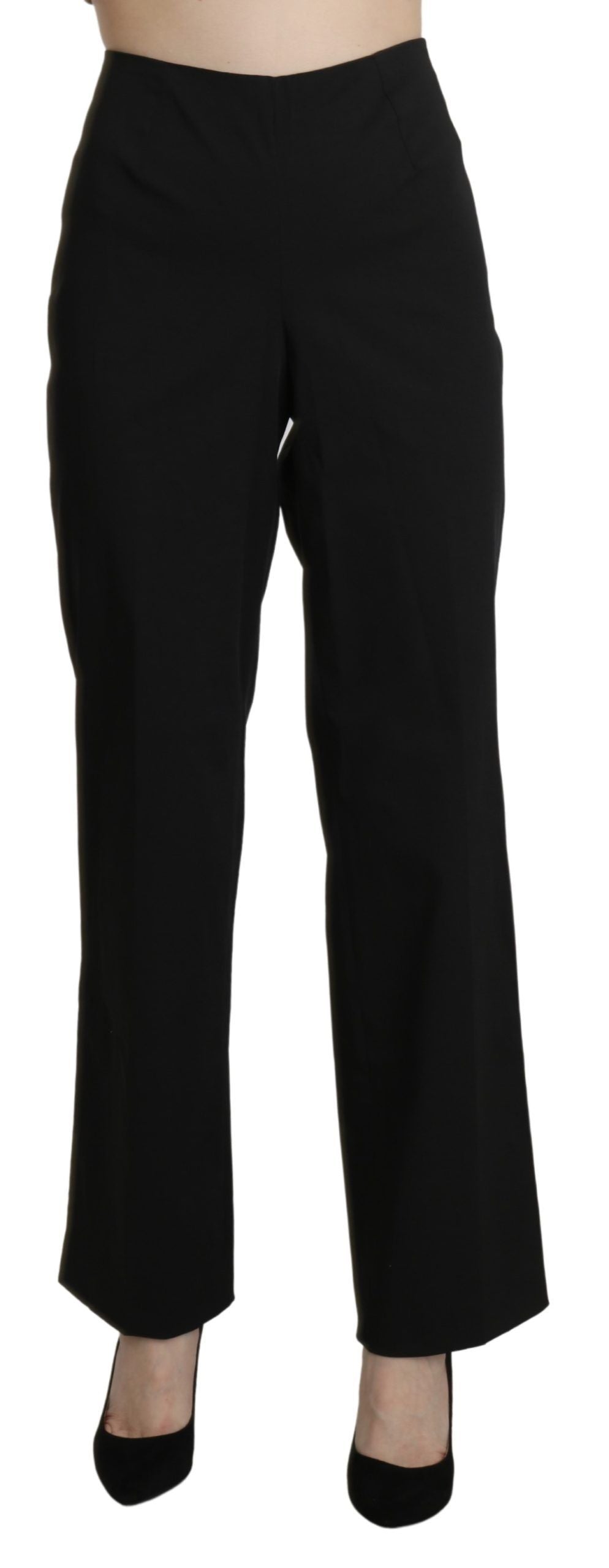 Elegant High Waist Straight Black Pants