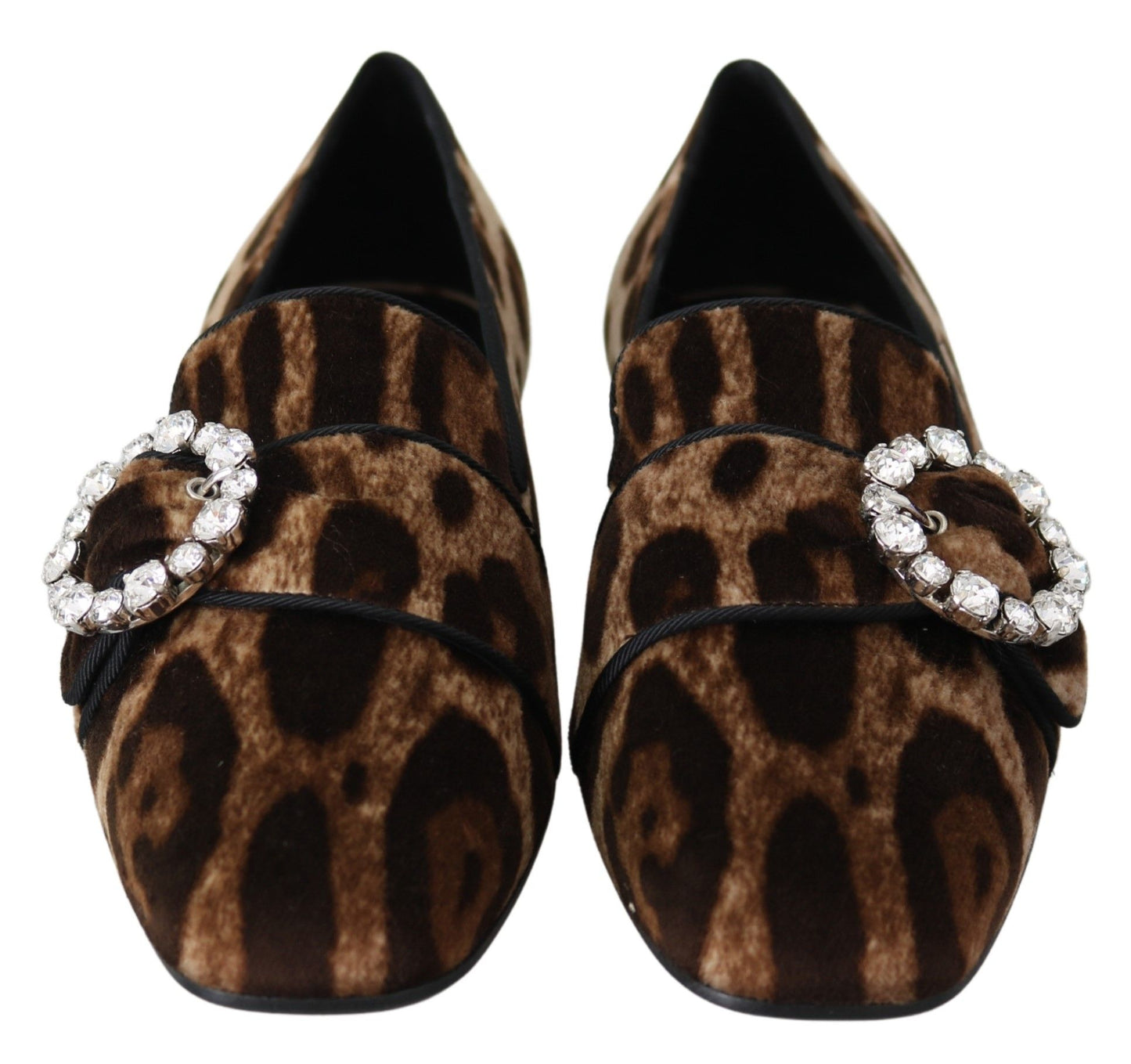 Leopard Print Crystal Embellished Loafers