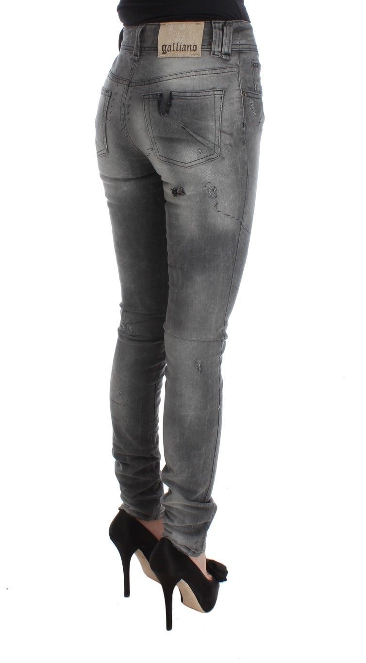 Chic Gray Slim Fit Designer Jeans