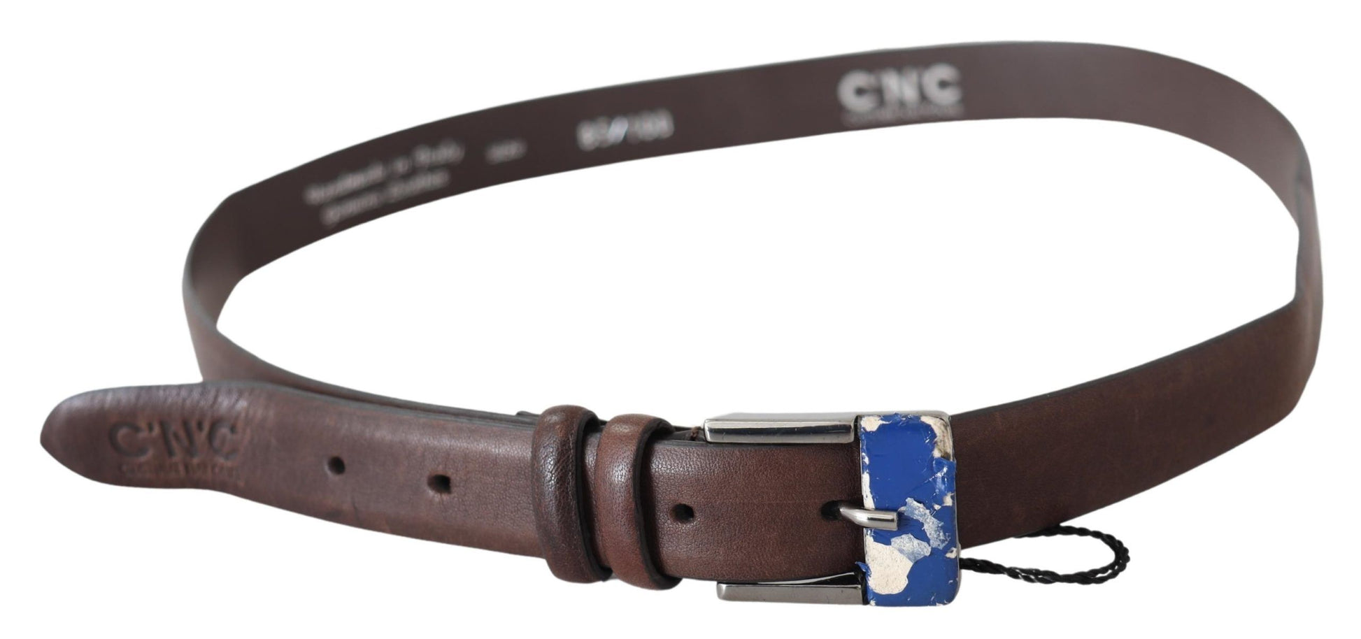 Elegant Brown Leather Classic Belt with Silver-Tone Buckle