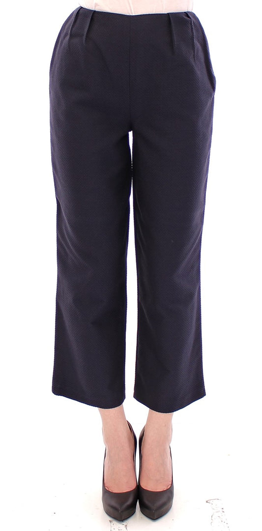 Chic Cropped Blue Pants - Exquisite Craftsmanship