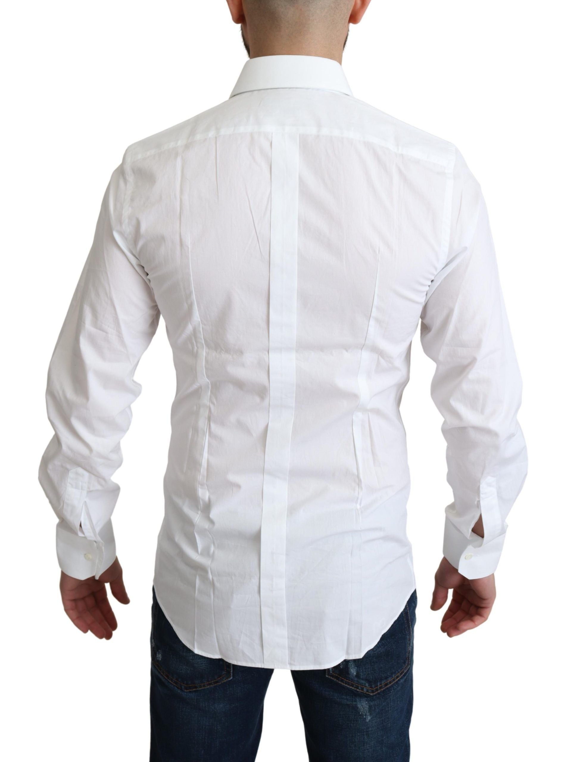 Elegant White Cotton Dress Shirt