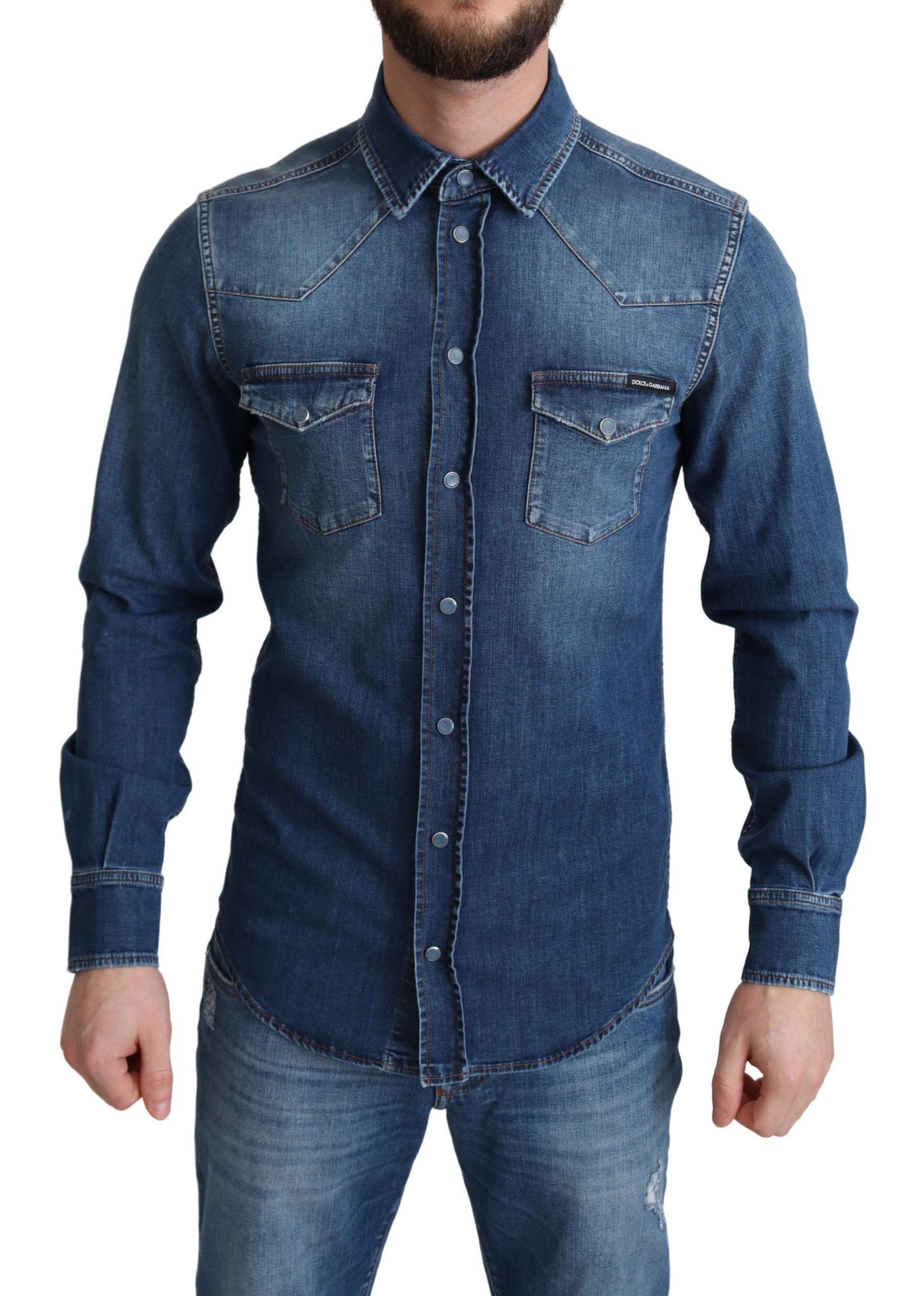 Elegant Denim Long Sleeve Casual Shirt