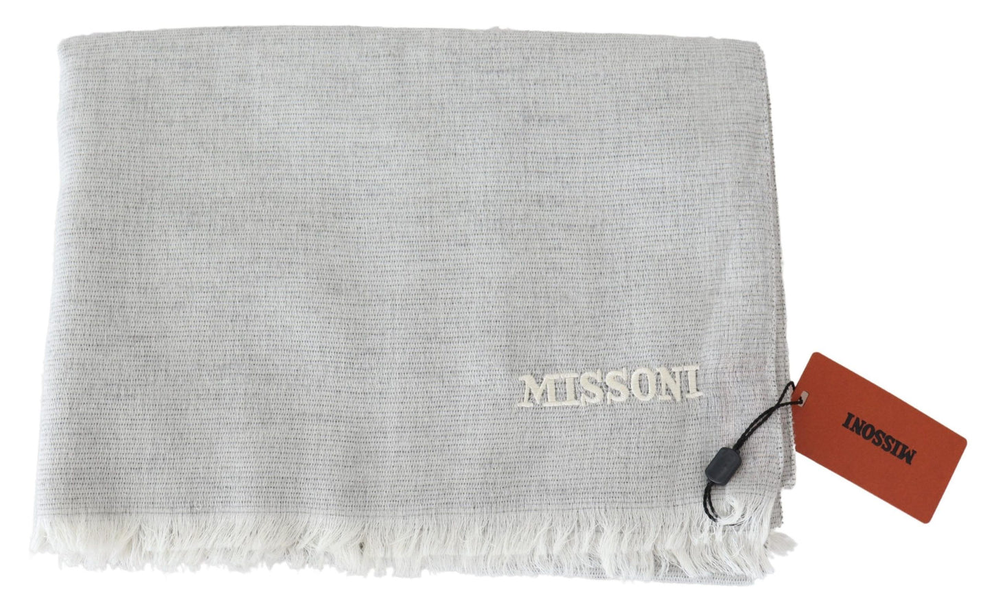 Elegant Wool Scarf with Signature Embroidery