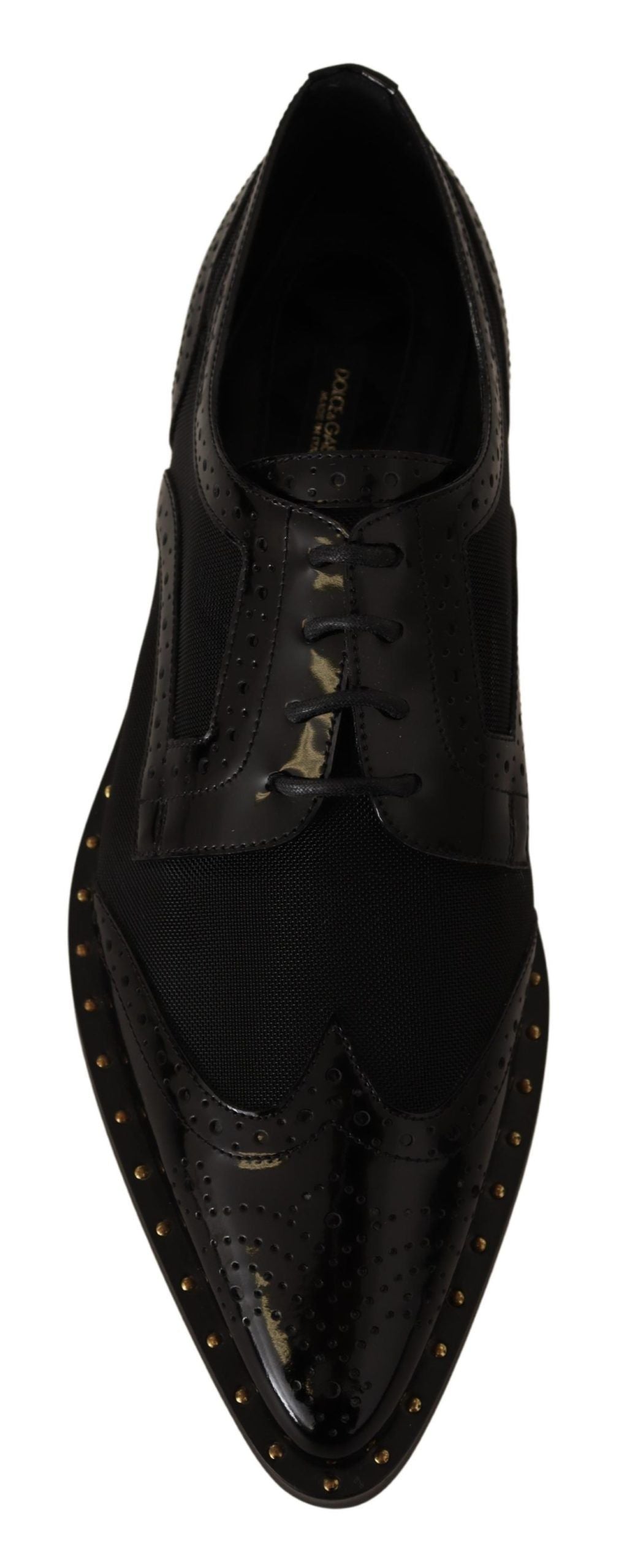 Elegant Gold-Trimmed Black Oxford Lace-Ups