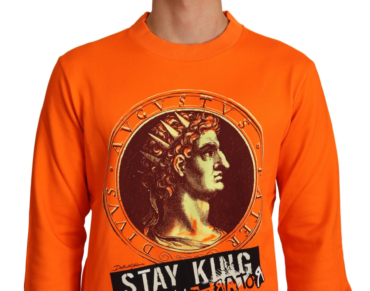 Regal Crewneck Cotton Sweater in Orange