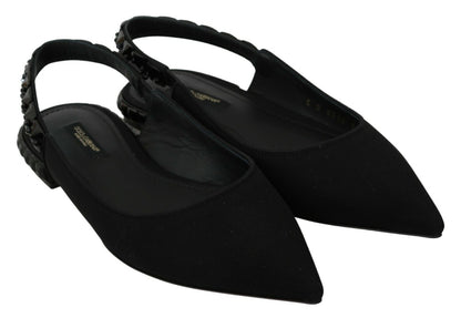 Elegant Silk Blend Slingback Flats with Crystals