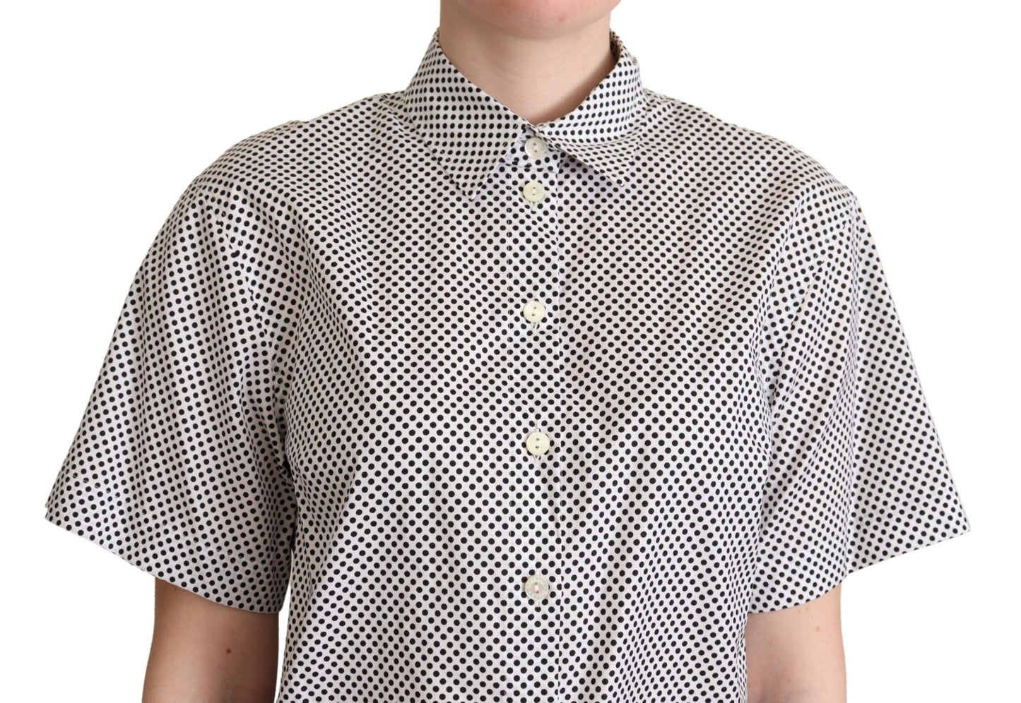 Elegant Polka Dot Cotton Polo Top