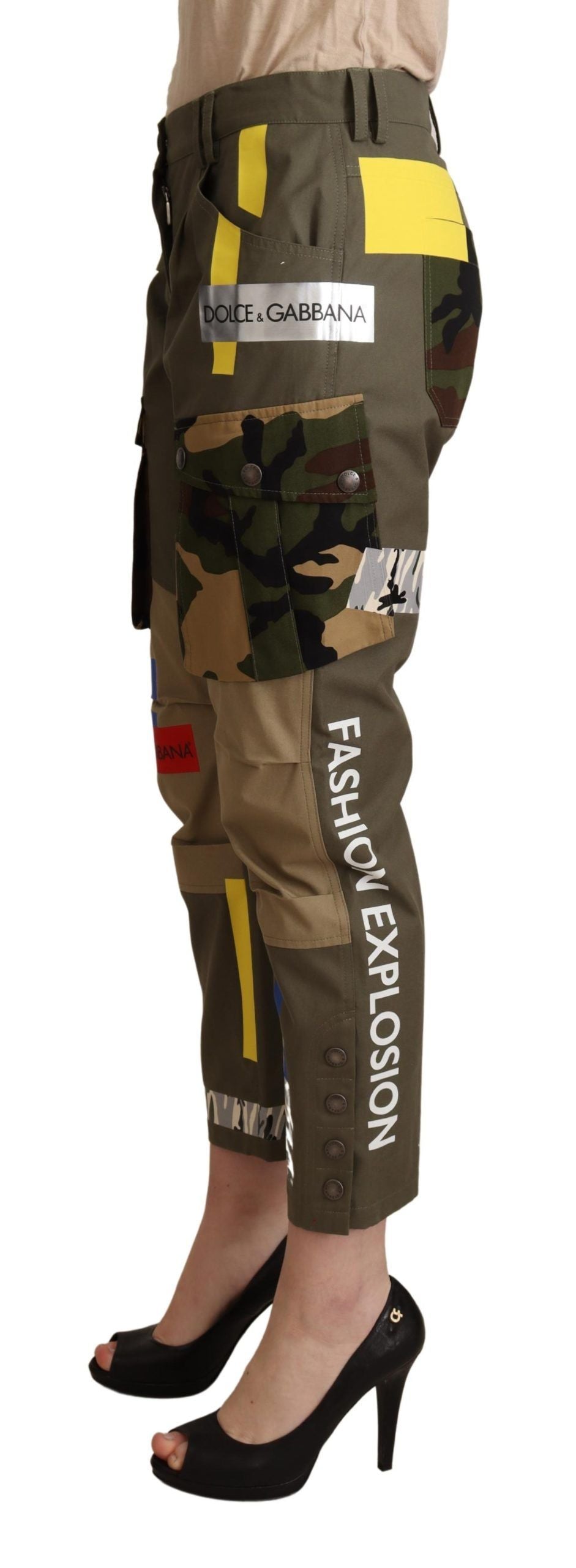 Chic Multicolor Patched Cargo Pants