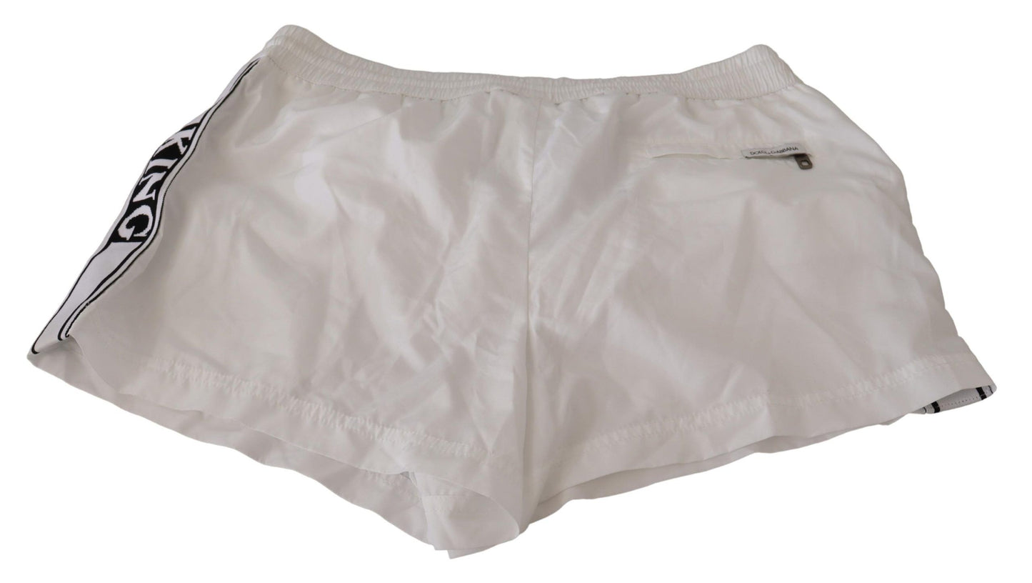 Elegant White KING Motive Swim Trunks