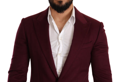 Elegant Maroon Bordeaux Cashmere Blazer