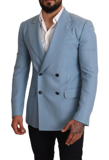 Elegant Blue Cashmere-Silk Men's Blazer