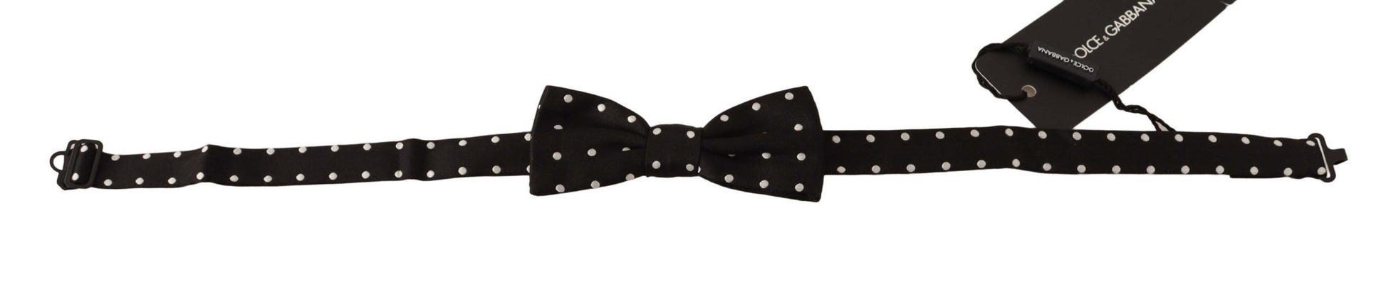 Elegant Black Polka Dot Silk Bow Tie