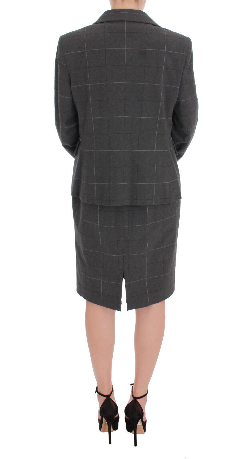 Elegant Checkered Cotton-Blend Suit Set