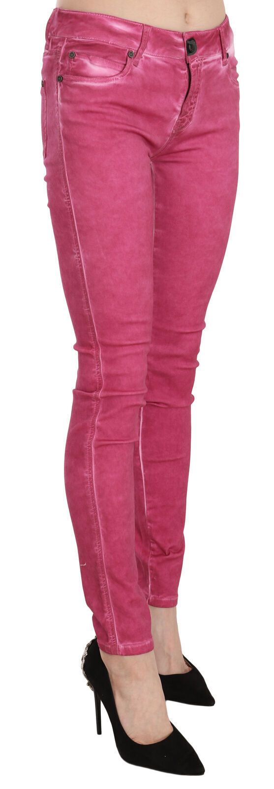 Chic Pink Mid Waist Skinny Pants