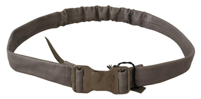 Elegant Gray Leather Fashion Belt