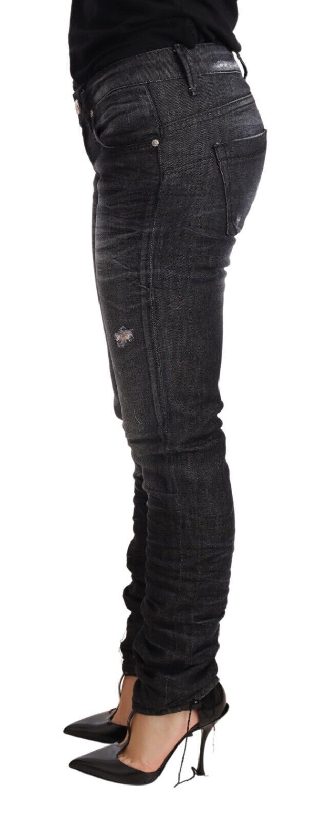 Elegant Low Waist Skinny Black Denim