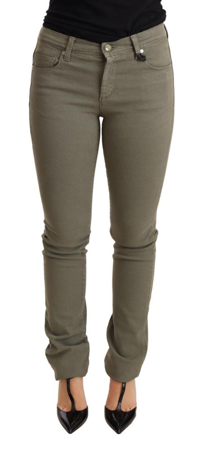 Chic Green Low Waist Skinny Jeans