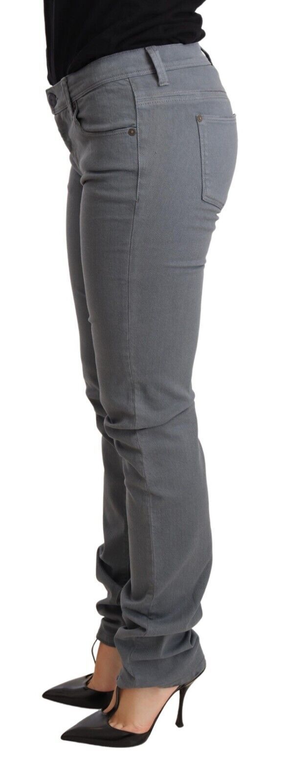 Sleek Gray Low Waist Skinny Jeans