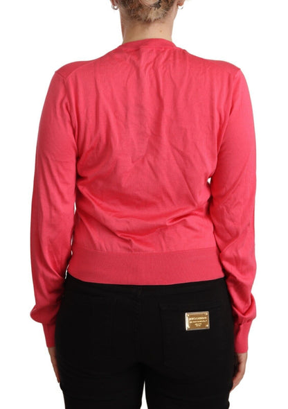 Elegant Pink Silk Crewneck Sweater