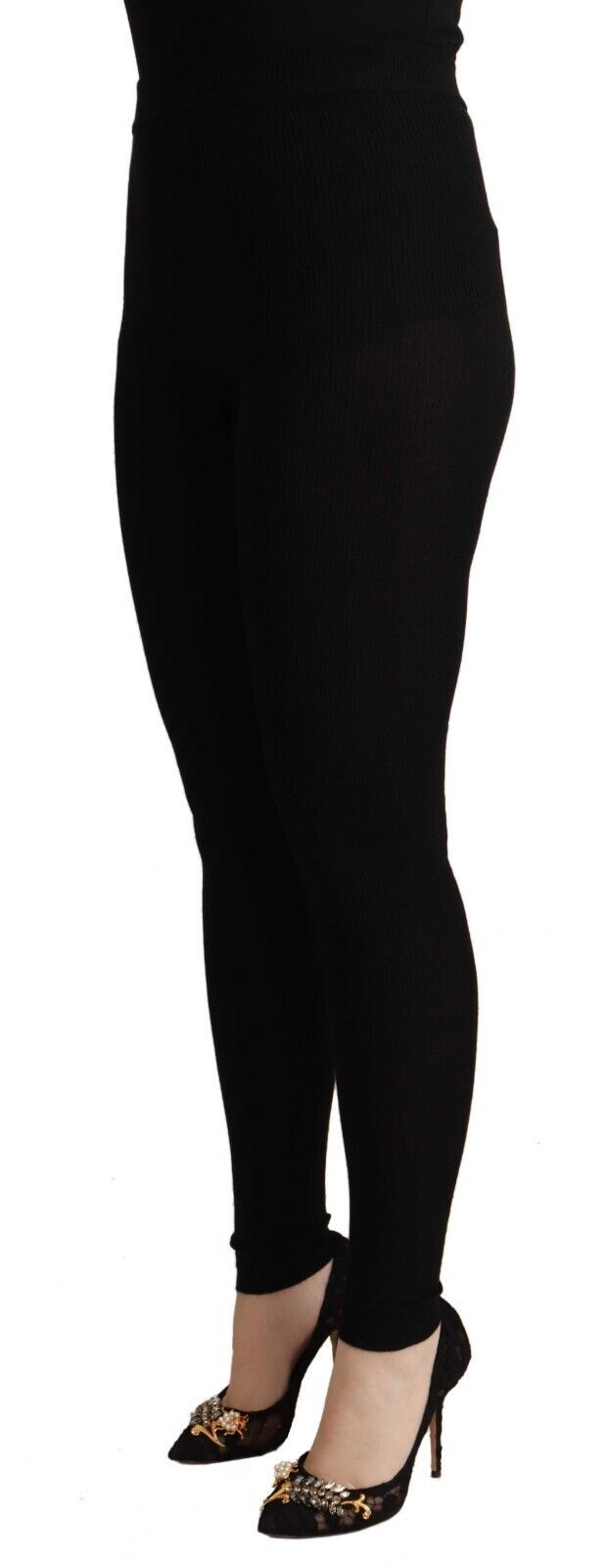 Black High Waist Cashmere Tights Pants