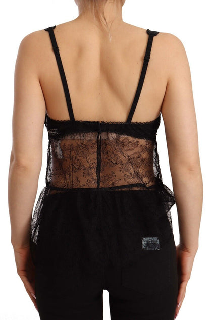 Elegant Black Silk Lingerie Chemise