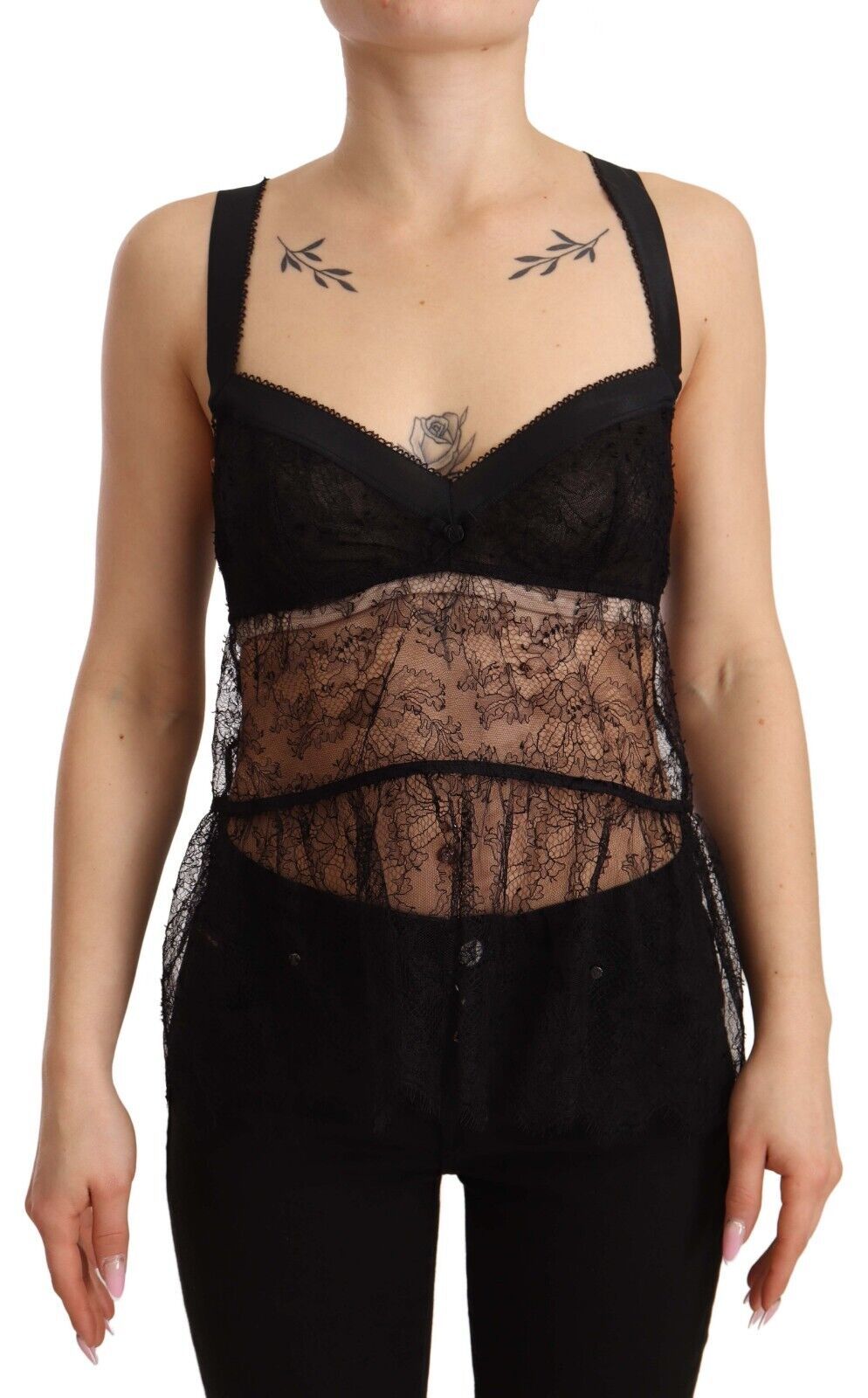 Elegant Black Silk Lingerie Chemise