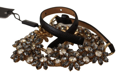 Elegant Crystal Daisy Chain Leather Belt