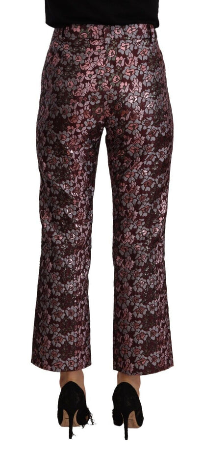 High Waist Jacquard Flared Cropped Trousers