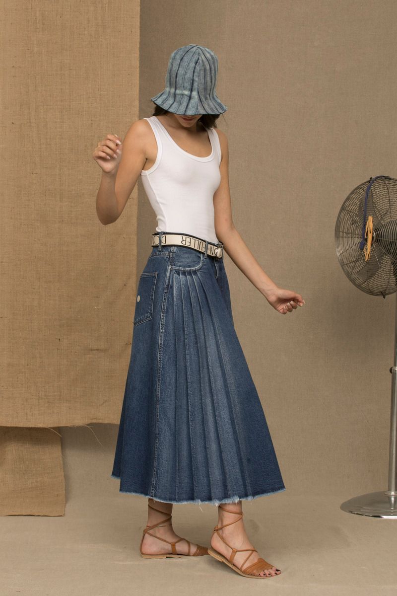 Blue Cotton Women Skirt