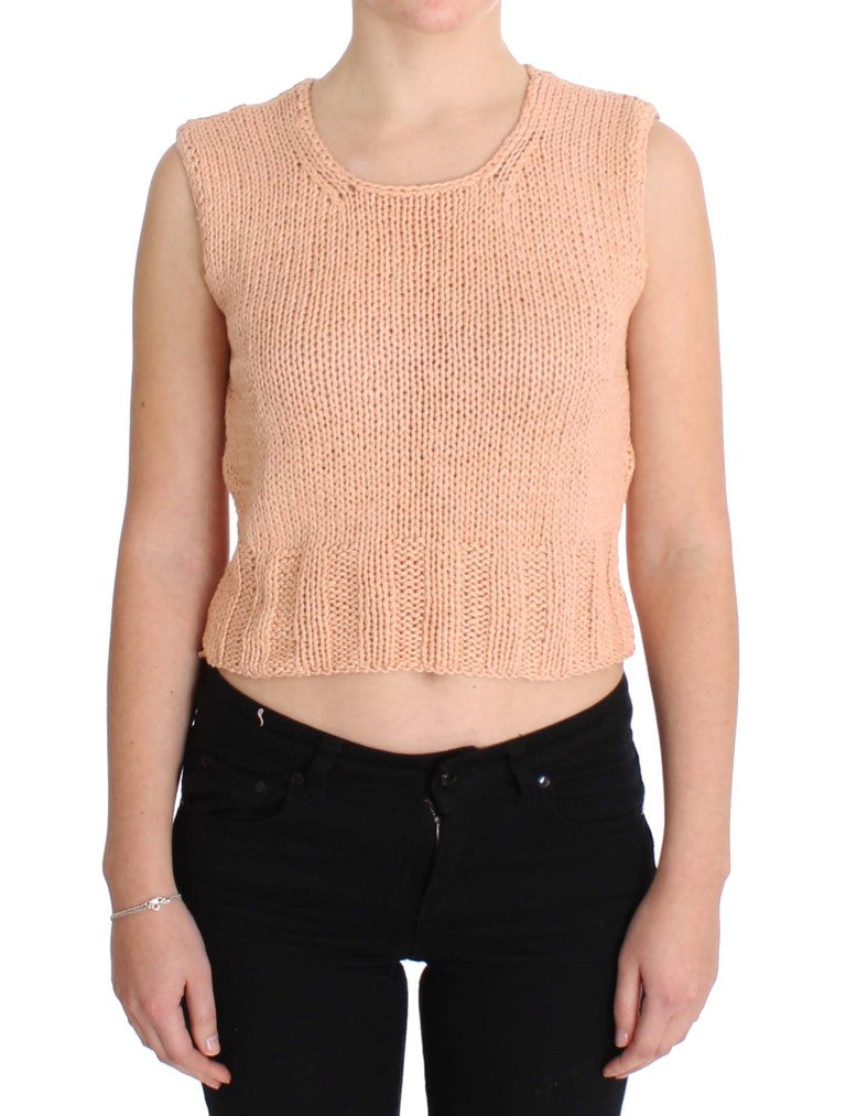 Elegant Pink Knitted Sleeveless Vest Sweater