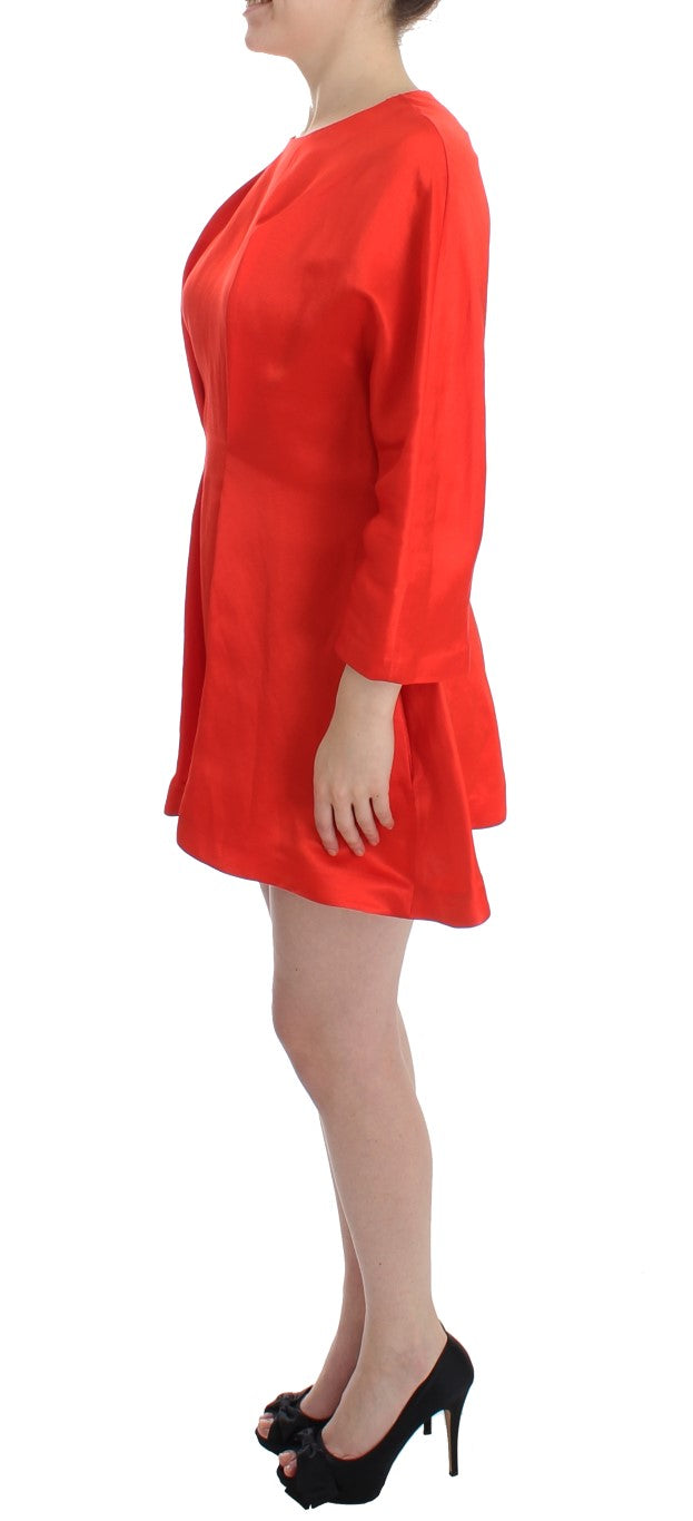 Radiant Red Linen Blend Artisan Dress