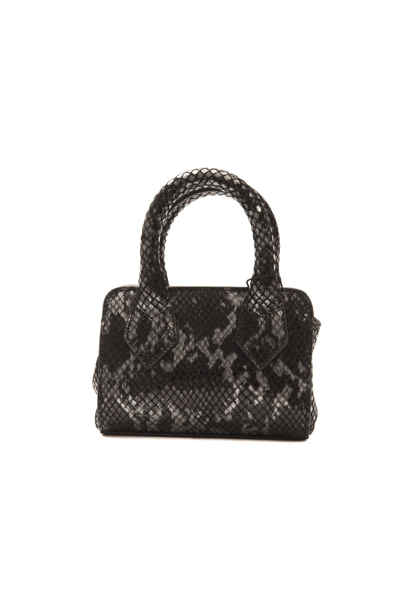 Chic Leather Mini Tote with Python Print