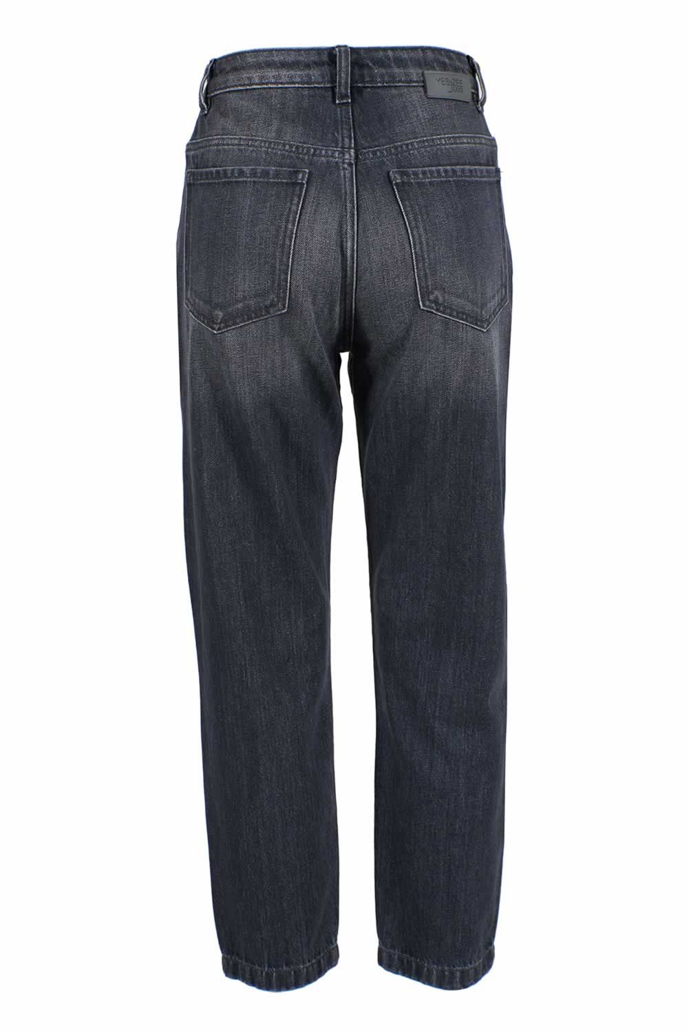 Black Cotton Women's High-Waisted Jeans