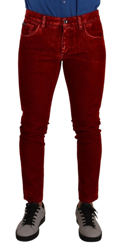 Ravishing Red Slim Fit Designer Jeans