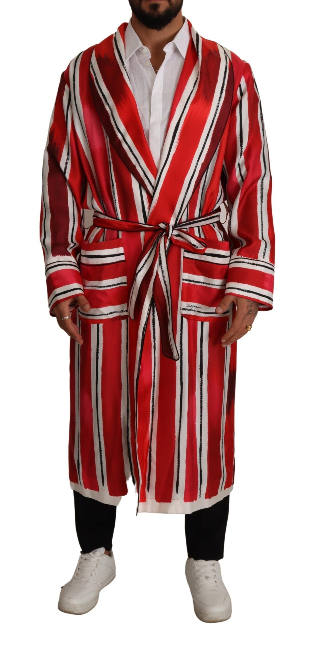 Chic Striped Silk Sleepwear Robe