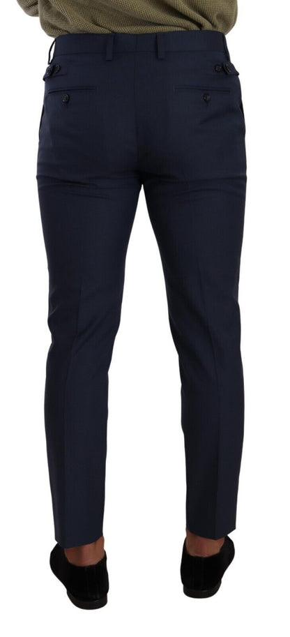 Elegant Dark Blue Slim-Fit Dress Pants