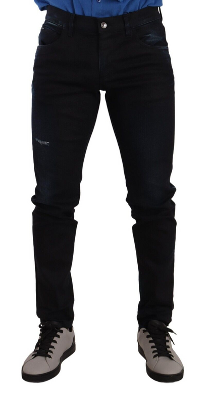 Elegant Slim Fit Dark Blue Denim Jeans